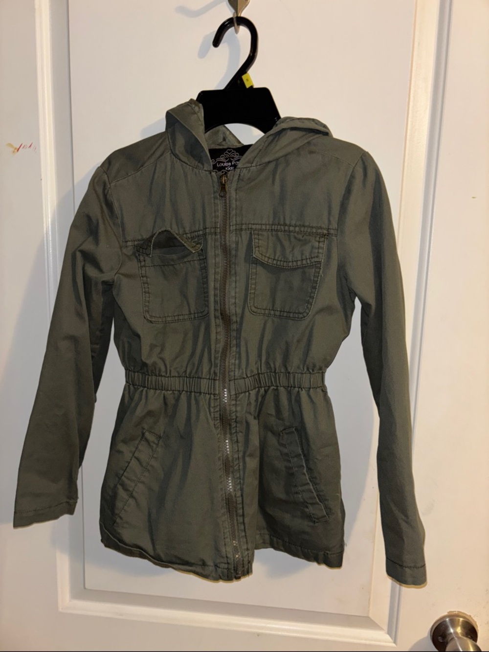 Kids Hooded Utility Jacket in Olive Green